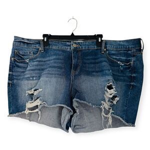 Torrid Distressed High Waist Denim Shorts Size 26